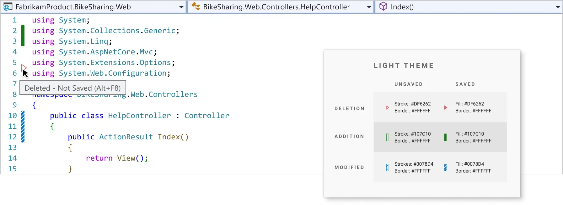Accessible Version Control Change Indicators