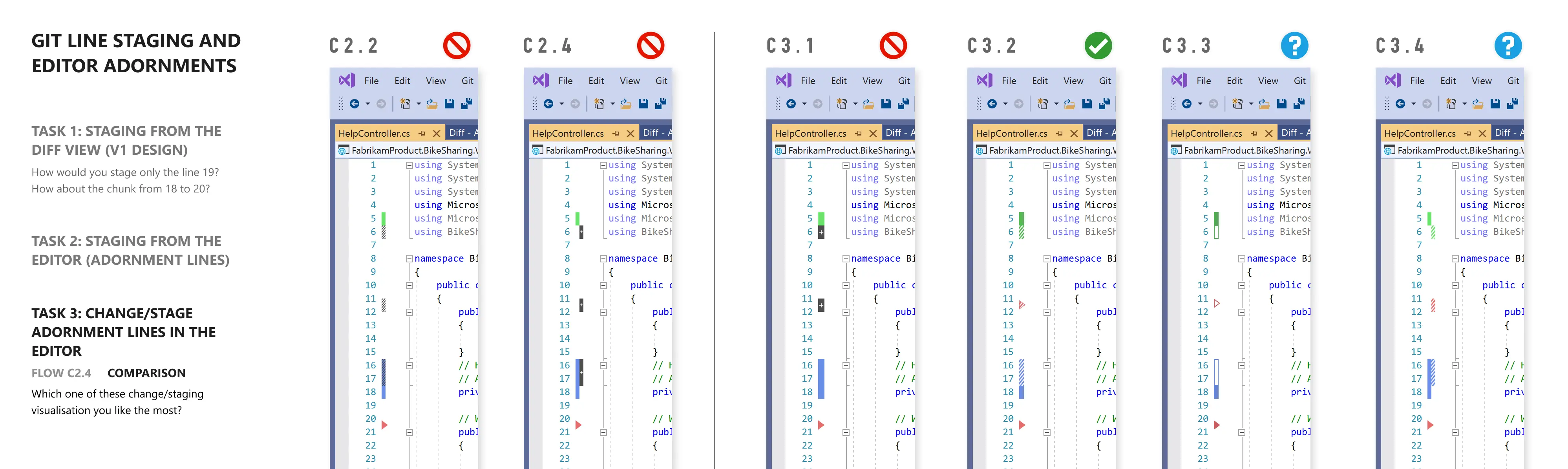 Different design concepts in iteration 3