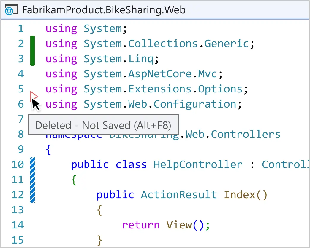 Accessible Version Control Change Indicators
