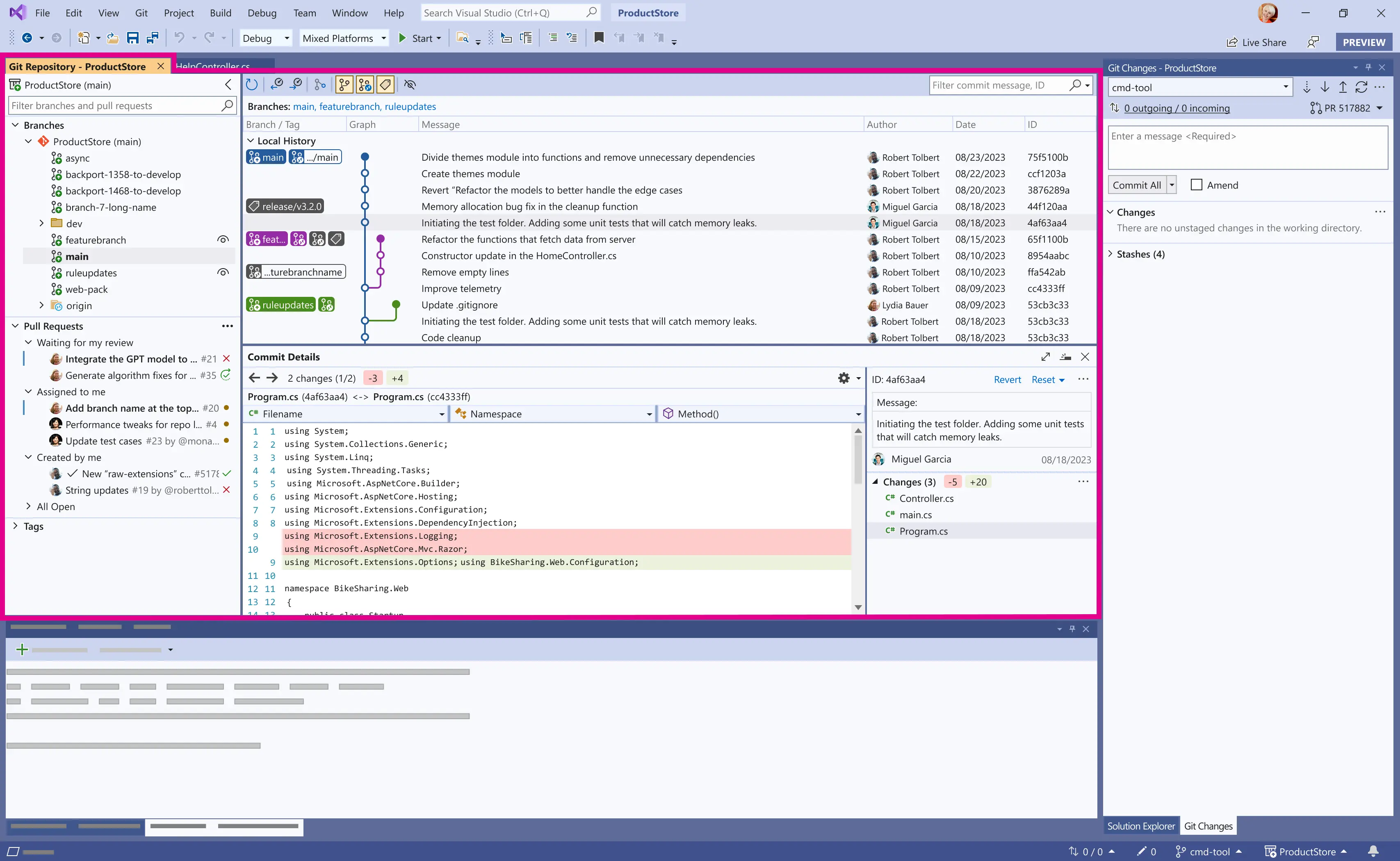 A design mockup of the Git Repository window UI.